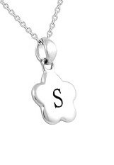 teensy catchy flower initial pendant silver baby necklace